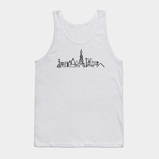 Paris Skyline in onedraw Tank Top by PauRicart